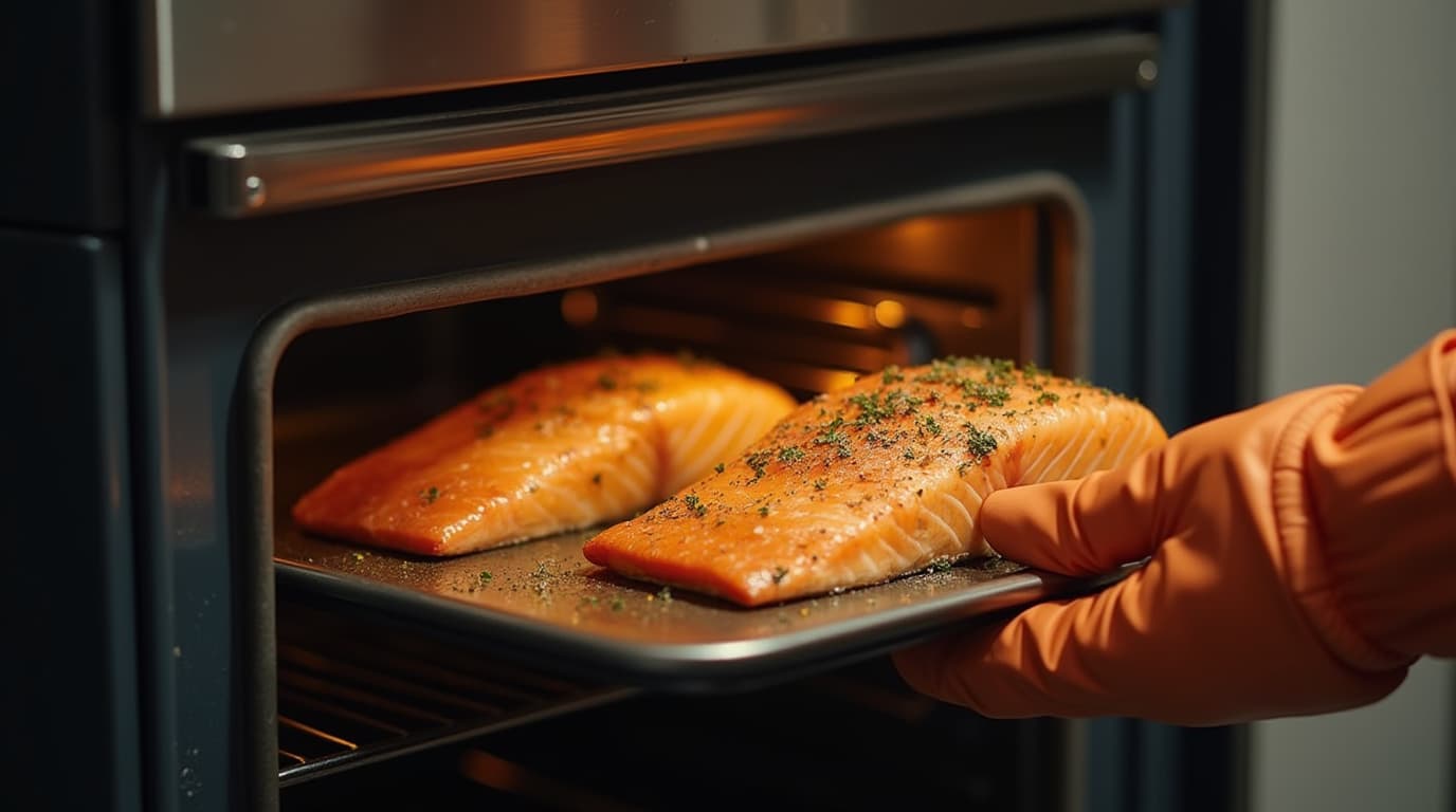 Baking salmon at ideal temperature for best results.