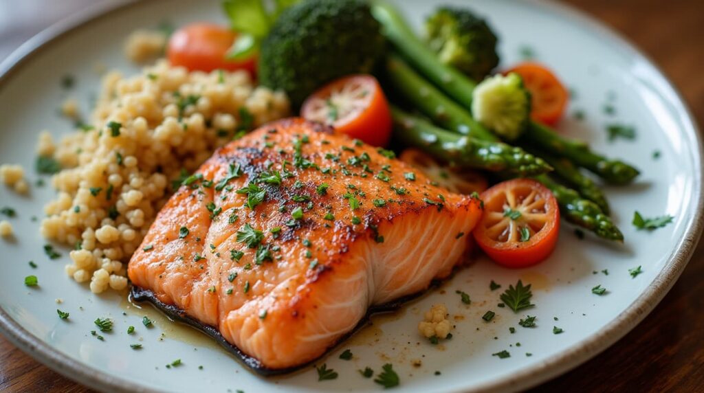 Checking the temperature of baked salmon naturally
