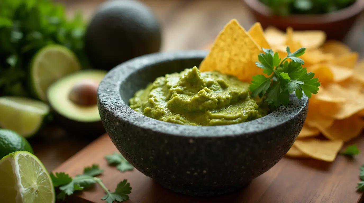 Molcajete recipe avocado in a traditional stone bowl